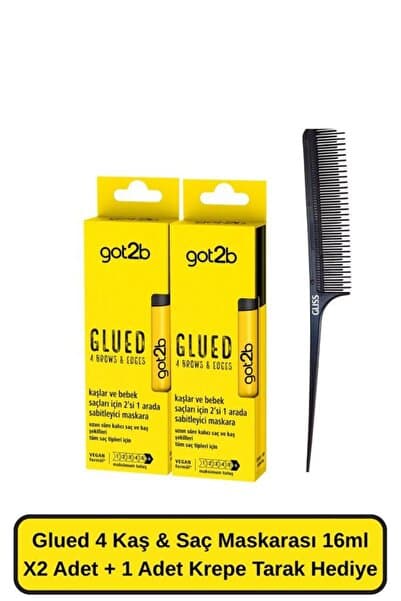 Got2B Glued 4 Kaş & Saç Maskarası 16 ML X2 Adet + 1 Adet Krepe Tarak Hediye