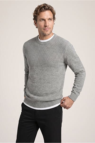 Kiğılı Bisiklet Yaka Slim Fit Dar Kesim Desenli Triko Kazak