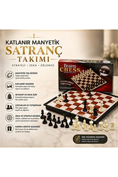 e-life shop Manyetik Katlanabilir Satranç Takımı 25x25 cm Taşınabilir Seyahat Okul Hediye Satranç Seti Hobi Seti
