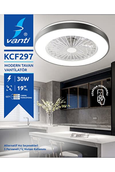 Vanti Ledli Dekoratif Tavan Vantilatör Siyah 30W KCF297
