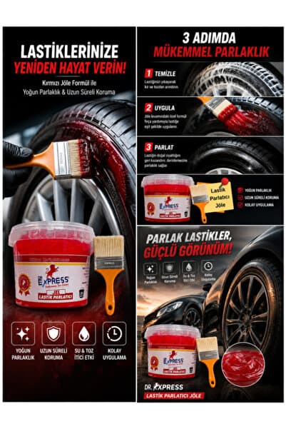 Drexpress Premium Lastik Parlatıcı Jöle 500 ml Parlak Görünüm Uzun Süre Etkili Yeniler Jel Parlatıcı Fırçalı