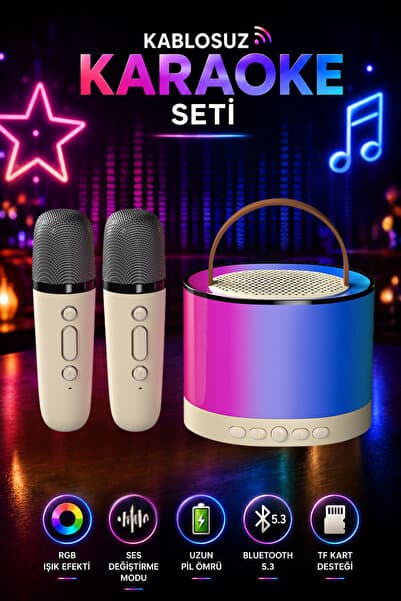SEYUTECH Mikrofonlu Karaoke Bluetooth Hoparlör Rgb Işıklı 5 Ses Efektli Taşınabilir Şarjlı Ses Bombası