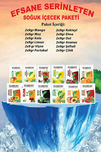 Mahbuba Efsane Serinleten Soğuk Toz Içecek 24 Adet Karışık Meyve Paketleri