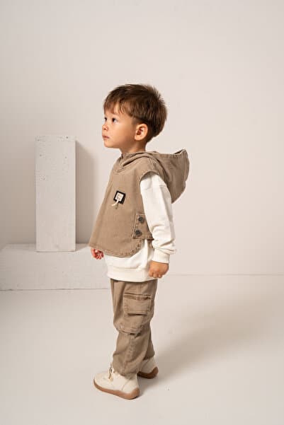 JNF kids Erkek Bebek & Çocuk Kapüşonlu Kargo Cepli 3'lü Takım