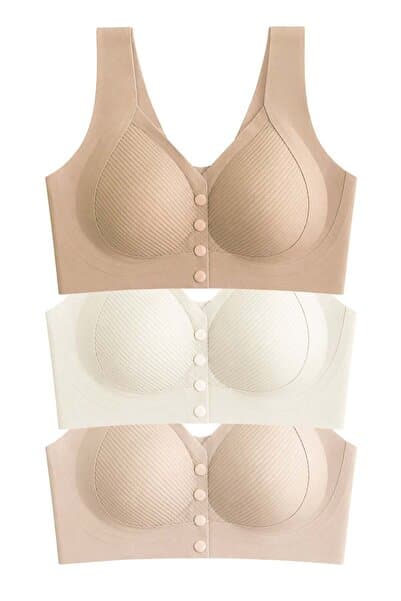 Cottonhill Seamless Bra - Neriva | Lazer Kesim Önden Düğmeli Minimizer Kadın Sütyen 3'lü Paket-2