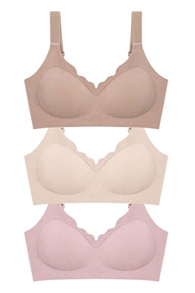 Cottonhill Seamless Bra - Mirena | Lazer Kesim Rib Dokulu Toparlayıcı Balensiz Kadın Sütyen 3'lü Paket