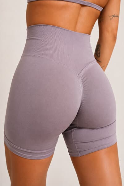 FOREVER MORE Milene Model Yüksek Bel Toparlayıcı Büzgü Detaylı Push Up Seamless Kısa Şort Tayt