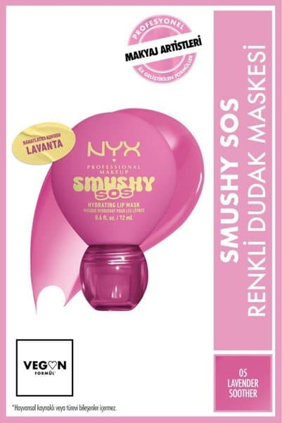NYX Professional Makeup Smushy SOS Yoğun Nemlendirme Etkili Renkli Dudak Maskesi - 05 Lavender Soother
