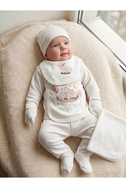 Minibois Kuzu desen 6’lı yenidoğan hastane çıkışı %100 pamuk zıbın set