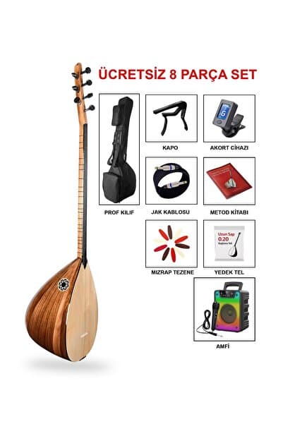 istanbul müzik tedarik Jak Girişli Amfi Uzun Sap Maun Gövde El Yapımı Bağlama Full Set