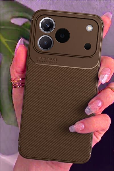 Rivor Tecno Spark 50 4G Uyumlu Kılıf Kamera Korumalı Darbe Emici Karbon Desenli Renk Atmaz Silikon Kapak