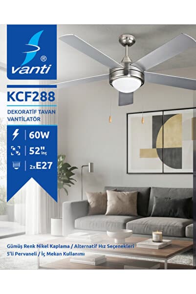 Vanti 5 Kanatlı Metal Dekoratif Tavan Vantilatörü 60W KCF288