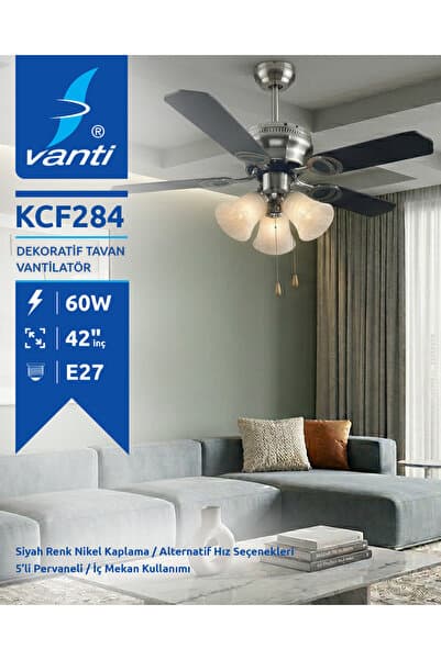 Vanti 5 Kanatlı Metal Dekoratif Tavan Vantilatörü 60W KCF284