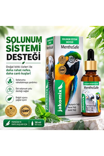 jakomix MenthoSafe –MENTOLLÜ SOLUNUM VİTAMİN DESTEĞİ-Papağan ve Kafes Kuşları için-30 ML
