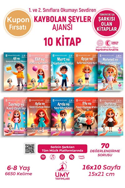 UMY Yayınları Kaybolan Şeyler Ajansı Serisi -Değerlendirme Sorularıyla 1. Sınıf ve 2. Sınıflar Okuma Kitabı Serisi - 10 Kitap