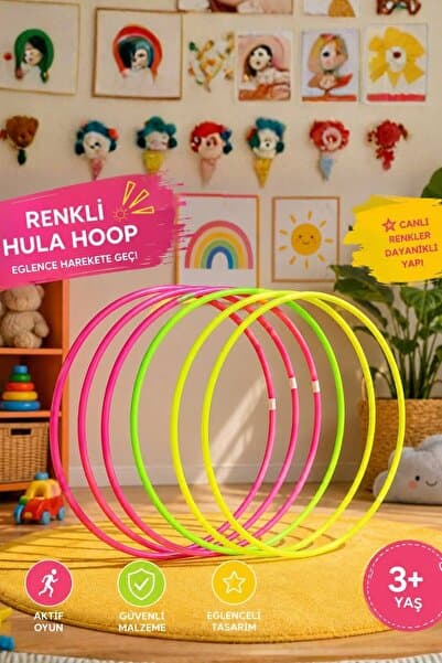 PRIME SPORTS 5’li Renkli Hulahop Çember Seti | Çocuk Hareket ve Denge Oyuncağı | Anaokulu, Bahçe ve Spor Aktivite Halkası
