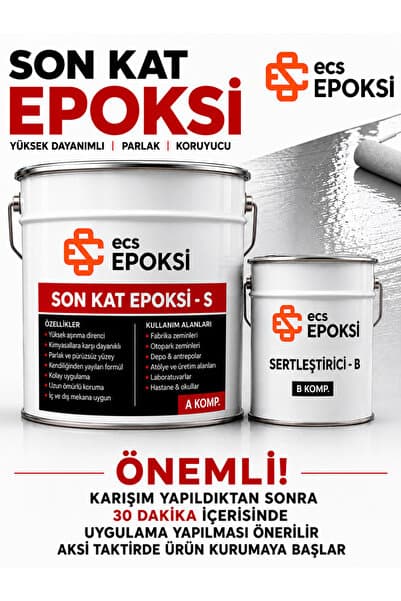 Ecs Epoksi Self Leveling Zemin Kaplama 20 Kg (17+3 Kg) Kendiliğinden Yayılan Epoksi Zemin Boyası Son Kat