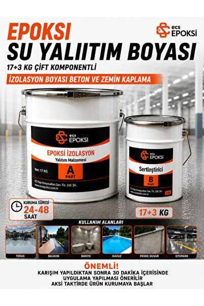 Ecs Epoksi Su Yalıtım Boyası 20 Kg Çift Komponentli İzolasyon Boyası Beton ve Zemin Kaplama