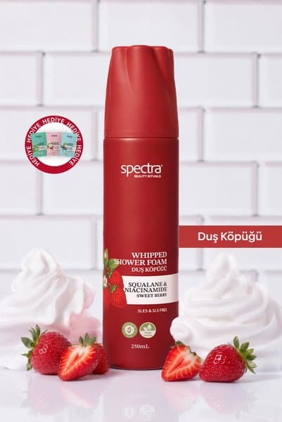 Spectra Care Sweet Berry Tatlı Çilek Kokulu Vegan Whipped Duş Köpüğü, Squalane & Niacinamide 250 ml