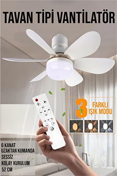 FİTHOME Sessiz Led Işıklı Çok Fonksiyonlu Kolay Kurulum Tavan Vantilatörü 6 KANATLI