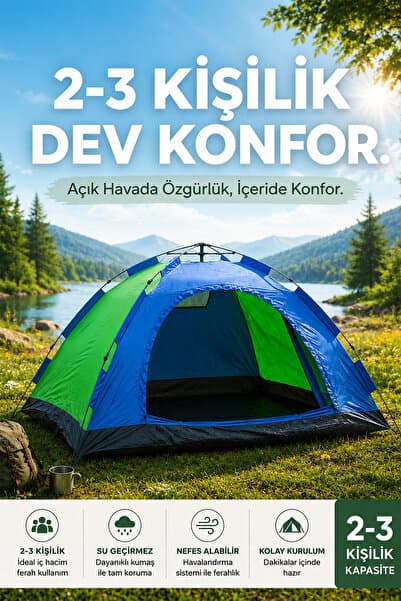 MAKAMP 3 Kişilik Kompakt Kamp Çadırı Manuel Kurulum