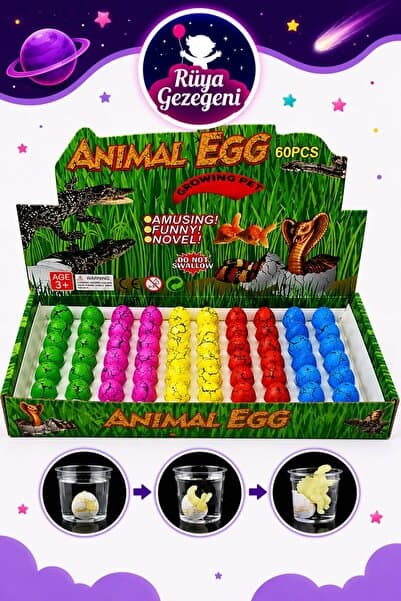Rüya Gezegeni 60 Adet Çatlayan Dinazor Yumurta - 3 cm Suda Büyüyen Dinazor Yumurtası Rengarenk Dinozor Oyuncak