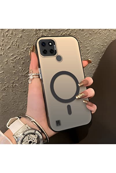 quırkshıeld Realme C25Y/C21Y Uyumlu Şık Minimal Halka Desenli Telefon Kılıfı, Mıknatıslı Değildir