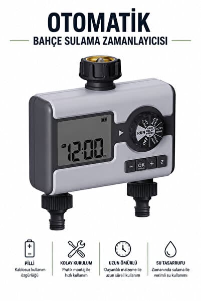 CONOCER 2 Çıkışlı Dijital Bahçe Sulama Zamanlayıcısı Otomatik Musluk Sulama Programlayıcı LCD Ekranlı Yüksek Kalite