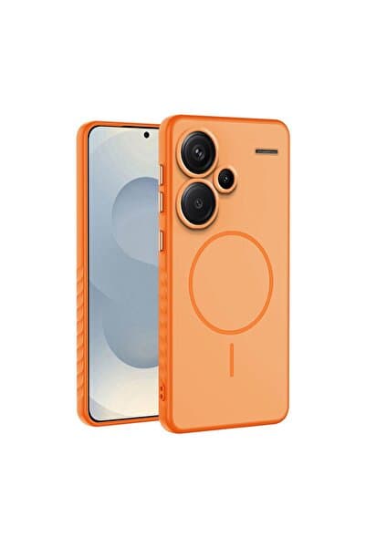 Zebana Xiaomi Redmi Note 13 Pro Plus 5G Uyumlu Kılıf Mono M-Safe Silikon Kılıf Turuncu