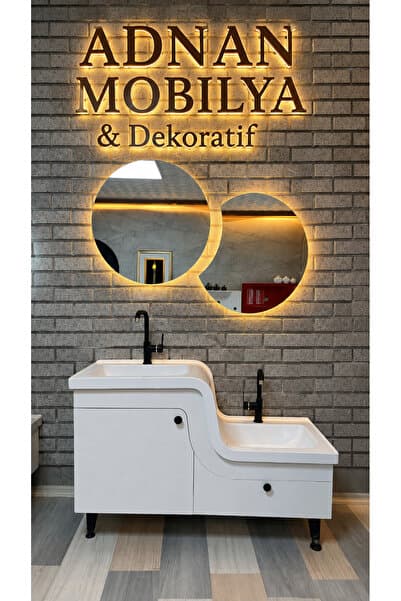 ADNAN MOBİLYA Abdest Lavabo/İKİLİ LAVABO/Z Lavabo Çocuk Yaşlı Engelli Abdest Alma lavabosu sağ alçak 115 cm