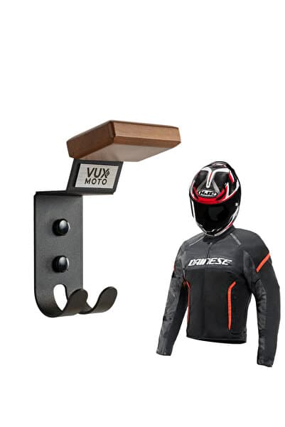 Vux Moto Premium Kask Askısı Ahşap Metal Motosiklet Kask Ekipman Askısı