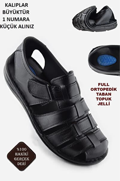 ISPARTALILAR Ayakkabiburada 033 Günlük Hakiki Deri Erkek Sandalet Ayakkabı