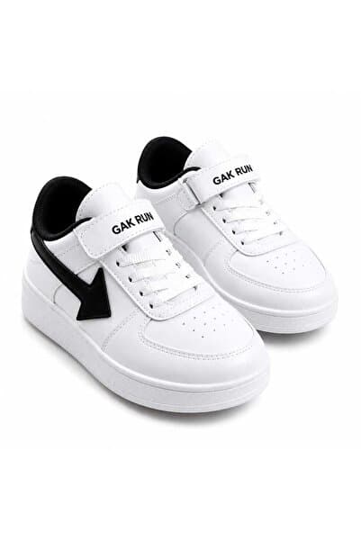 GAK RUN Beyaz Siyah Cırtlı Unisex Günlük Sneaker Spor Ayakkabı