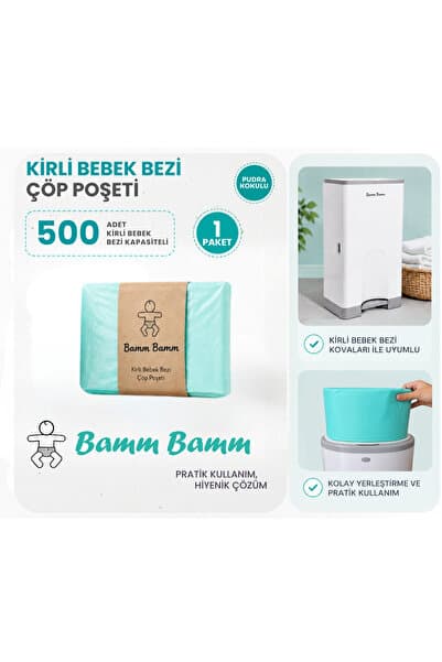 BAMM BAMM Kirli Bebek Bezi Kovaları İle Uyumlu 495 Adet Kirli Bebek Bezi Kapasiteli Yerli Çöp Poşeti