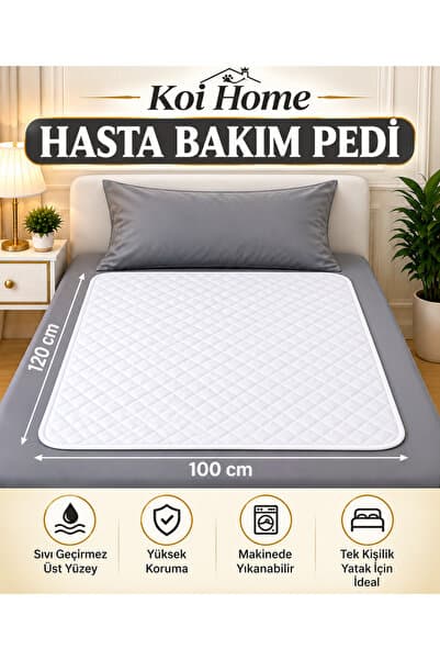 Koi Home Yıkanabilir 100x120 Hasta Bakım Altı Pedi | Sıvı Geçirmez, Yüksek Emicilik, Tekrar Kullanılabilir BEYAZ PET
