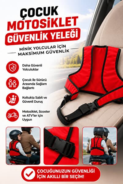 KAŞIKBEY Çocuklar İçin Motor Emniyet Kemeri Motosiklet Kanguru Kayışı güvenli sürüş kemeri Sırt Ayarlanabilir Motor akseusar