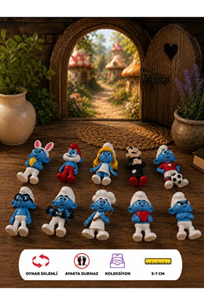 You Toys Şirinler | Şirin Baba+ Şirine +Gargamel Dahil 10Lu Set / 3 Eklemli- Hareketli Figür Oyuncak