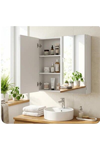 smart tng lavabo üstü 2 kapaklı aynalı dolap (60x60x17)
