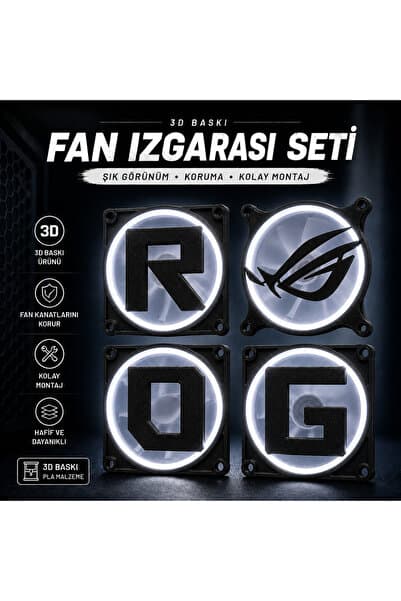 EnfinixTech ROG 120mm Fan Izgarası Seti 3D Baskı PC Fan Koruyucu RGB Uyumlu Kasa Aksesuarı