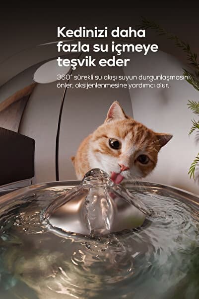 Xenon Smart Kedi Su Pınarı | Çelik, Akıllı, 3L, Ultra Sessiz, Mobil Kontrol Destekli, Kedi Çeşmesi (X8651)