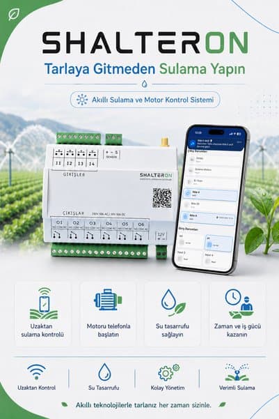 SHALTERON - Mobil Uygulama ile Uzaktan Kontrol ve Tarımsal Sulama Cihazı (GSM- 4G)