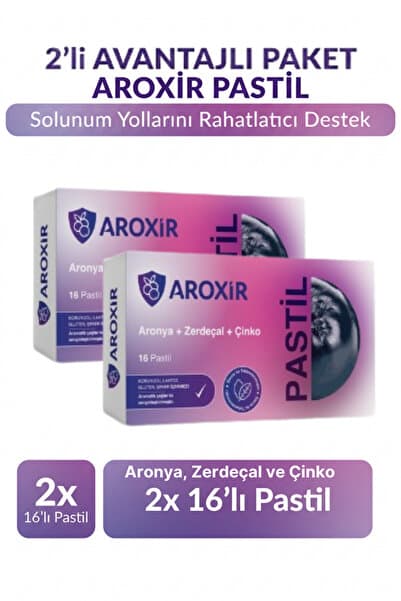 Aroxir Pastil Solunum Yollarını Rahatlatıcı ve Koruyucu Destek Aronya, Zerdeçal ve Çinko 2x16'lı