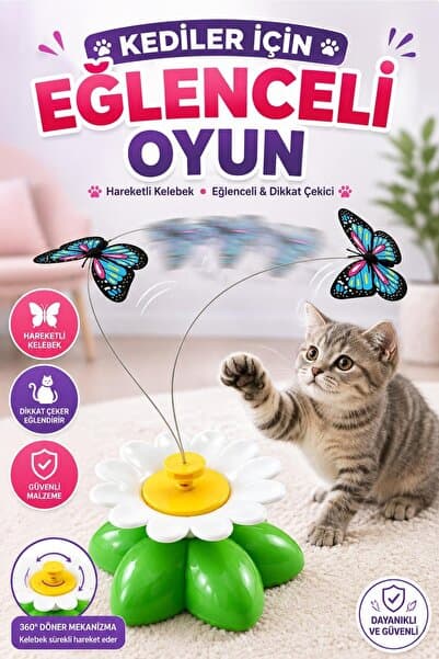 Kitchen Beauty Hareketli Dönen Kelebek - Kedi Oyuncağı ( Pille Çalışır)