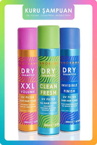 PANORAMA PROFESSIONAL Kuru Şampuan 3' lü Set XXL Volume | Clean & Fresh | Invisible Finish