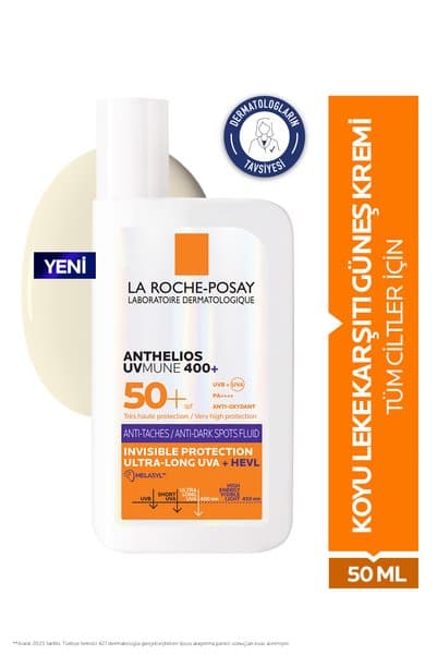 La Roche Posay Anthelios Uvmune Anti Dark Spots Fluid Lekeli Ciltler İçin Yüksek Koruma SPF50+ Yüz Güneş Kremi 50ml
