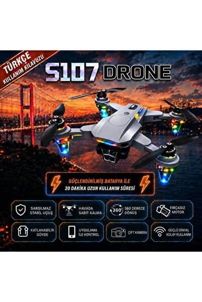 ROSE TEKNOLOJİ S107 KATLANABİLİR 4K HD 2 KAMERALI FPV CANLI GÖRÜNTÜ 2 BATARYALI VE TAŞIMA ÇANTALI DRONE