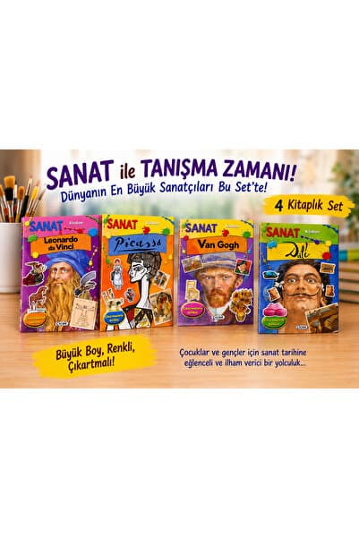 Çiçek Yayıncılık Sanat Seti 4 Kitap - Dali -Van Gogh -Picasso -Leonardo da Vinci - Çıkartmalı