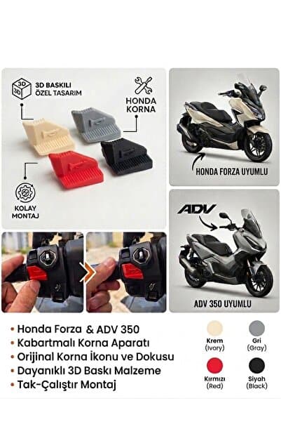 Genel Markalar HONDA FORZA (2024-2025-2026) & ADV 350 (2025-2026) İLE TAM UYUMLU KABARTMALI KORNA DÜĞME APARATI KIRMIZI