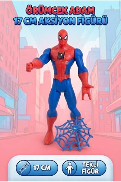 Tıfıl Toys 17 CM Işıklı Örümcek Adam Figürü ve Ağ Aksesuarı Eğitici ve Eğlenceli Figür Oyuncak