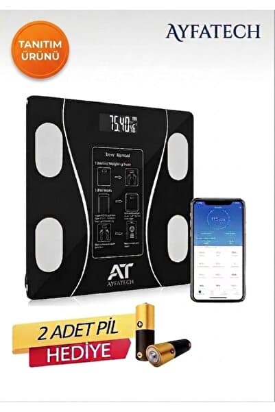 AYFATECH Dijital Baskül Yağ Su Kas Vücut Kitle Endeksi Kilo Ölçer Tartı